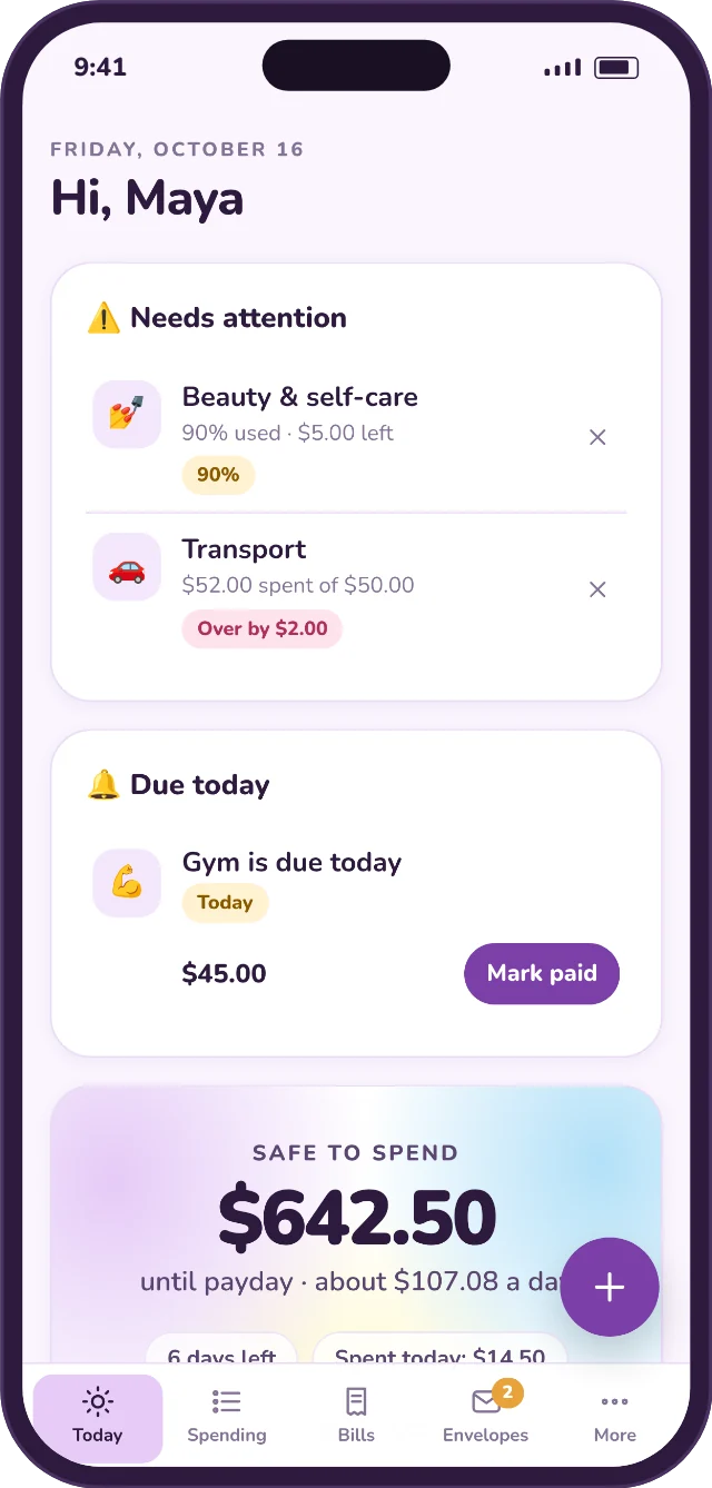 The planner in the Lilac theme